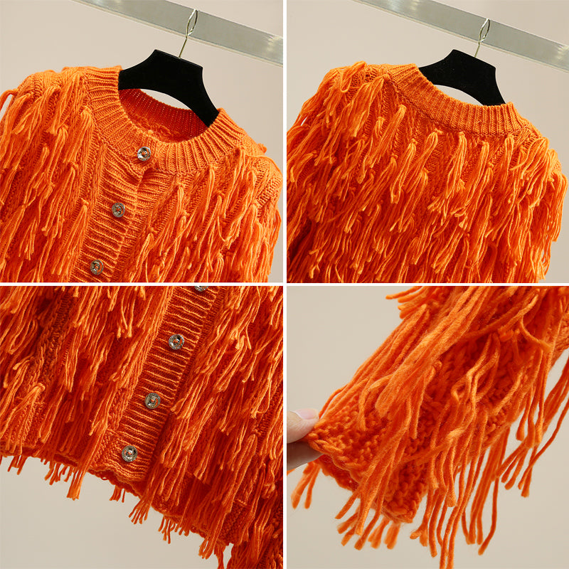 Gilet en laine à manches longues pour femme – Veste en maille boutonnée unie