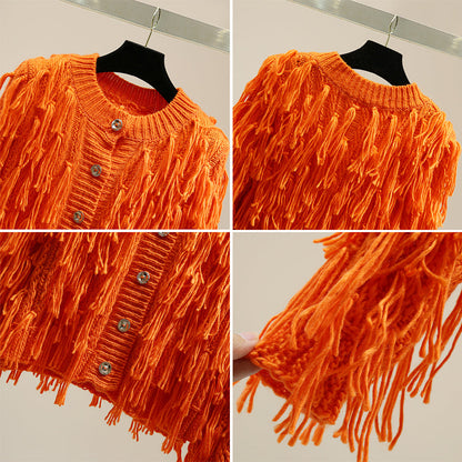 Gilet en laine à manches longues pour femme – Veste en maille boutonnée unie
