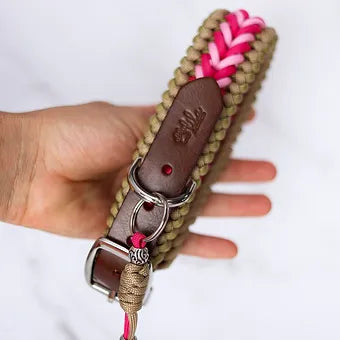Collier ajustable pour chien style macramé Lila Pawtique rosé