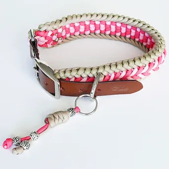 Collier ajustable pour chien style macramé Lila Pawtique rosé