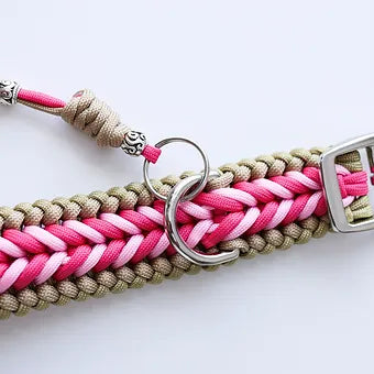Collier ajustable pour chien style macramé Lila Pawtique rosé