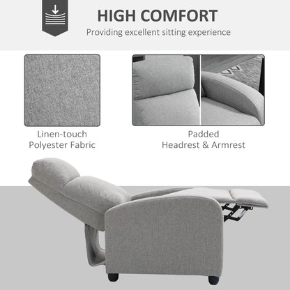 Light Grey Fabric Recliner Chair – Manual Home Theater & Living Room Armchair (United States & Canada Delivery Only)