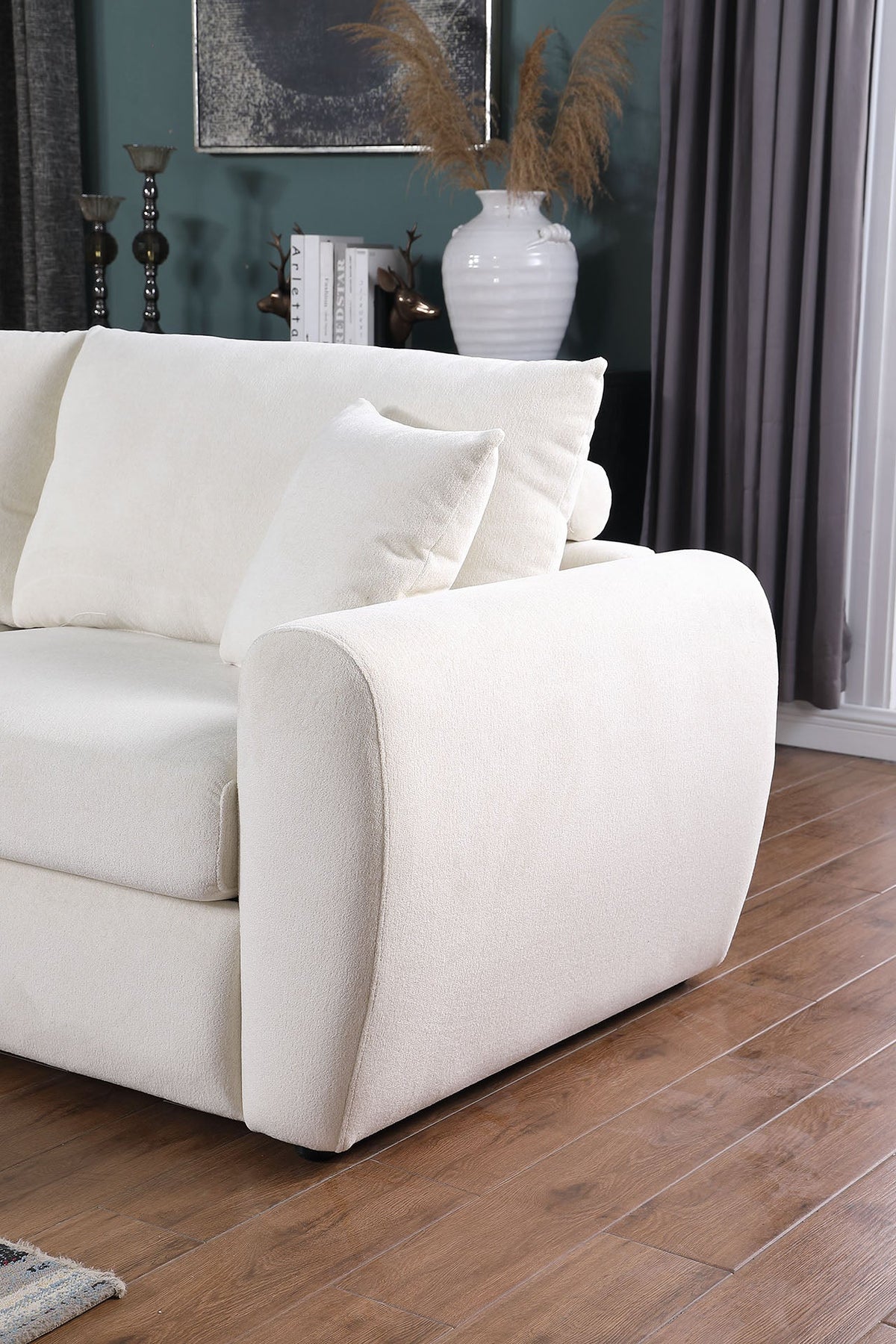 Modern Minimalist Beige Sofa – Comfortable Chenille 2 Seater Living Room Couch (Only US Delivery)