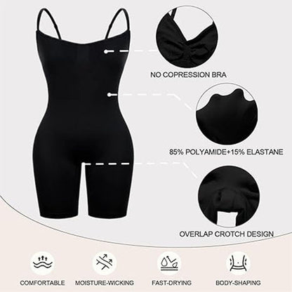 Caraco gainant taille de guêpe pour tous les jours, ouverture à l'entrejambe, gaine short sans enroulement - Body femme sculptant, contrôle ultime du ventre et effet push-up.