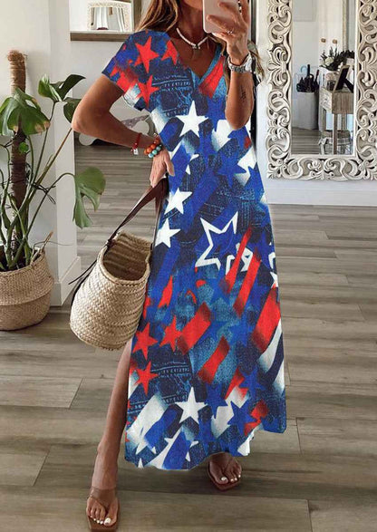 Robe d’été élégante à impression 3D pour femme – Robe mi-longue tendance à fente
