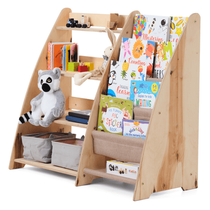 Étagère Montessori 2-en-1 pour Livres et Jouets