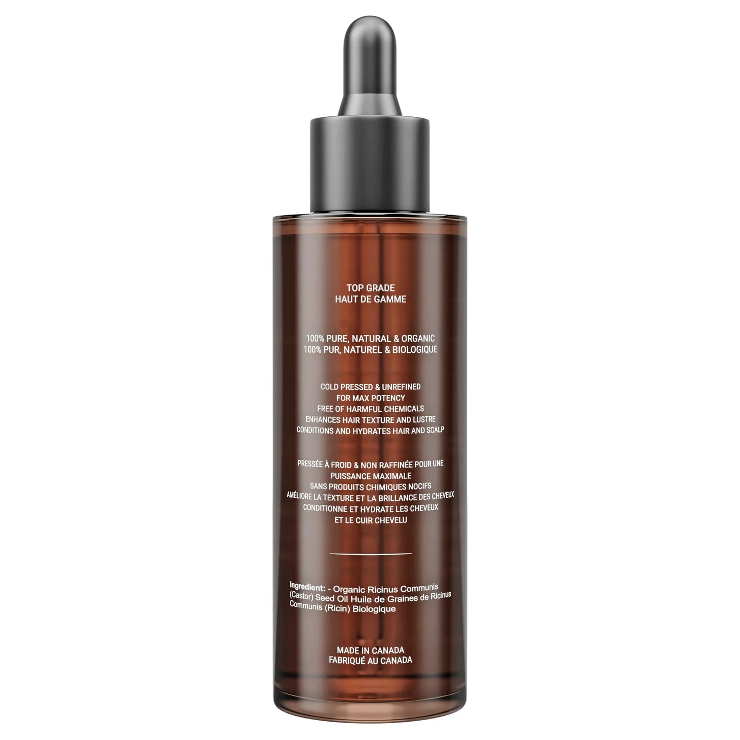 Canadian Grace Huile de Ricin Noire de Jamaïque 100 % Biologique – Pour la Croissance des Cheveux, les Bords et la Force des Racines