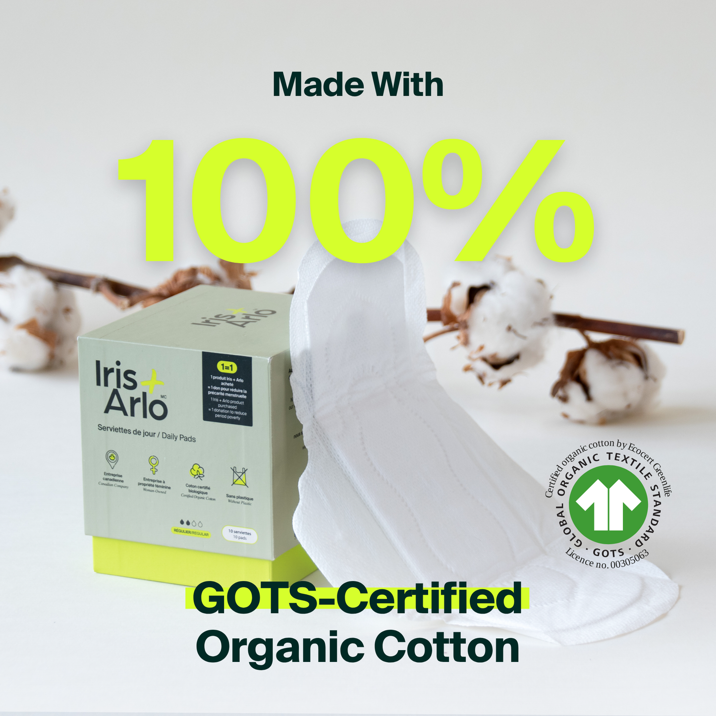 Serviettes régulières 100 % coton biologique