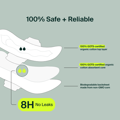 Protections hygiéniques régulières 100 % coton biologique - Lot (100)