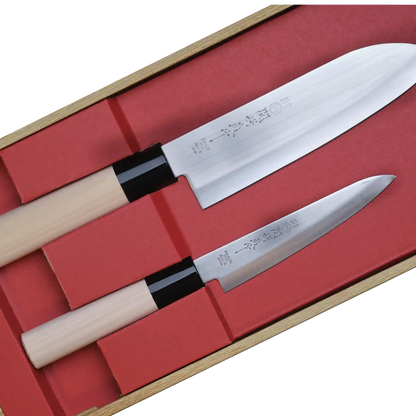 Ensemble de couteaux 2 pièces Santoku et Petty - Fabriqué au Japon