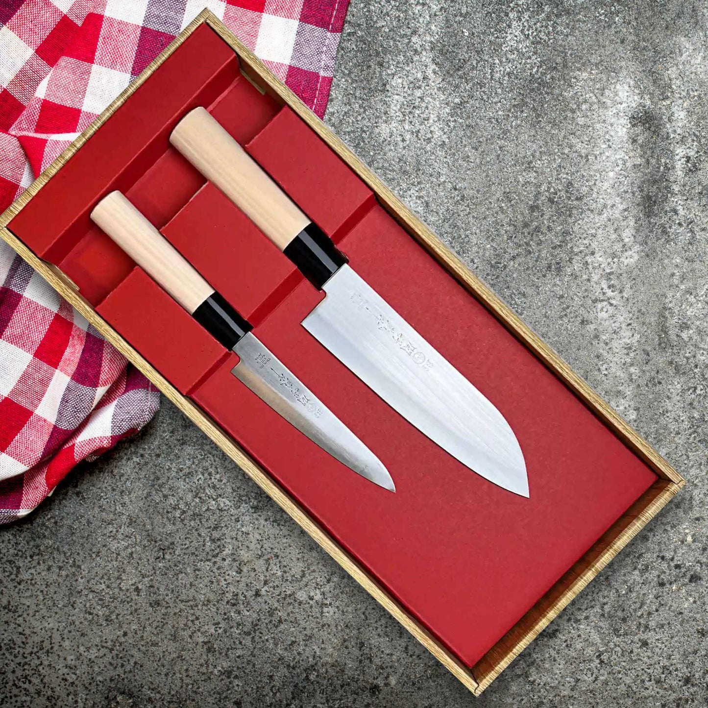 Ensemble de couteaux 2 pièces Santoku et Petty - Fabriqué au Japon
