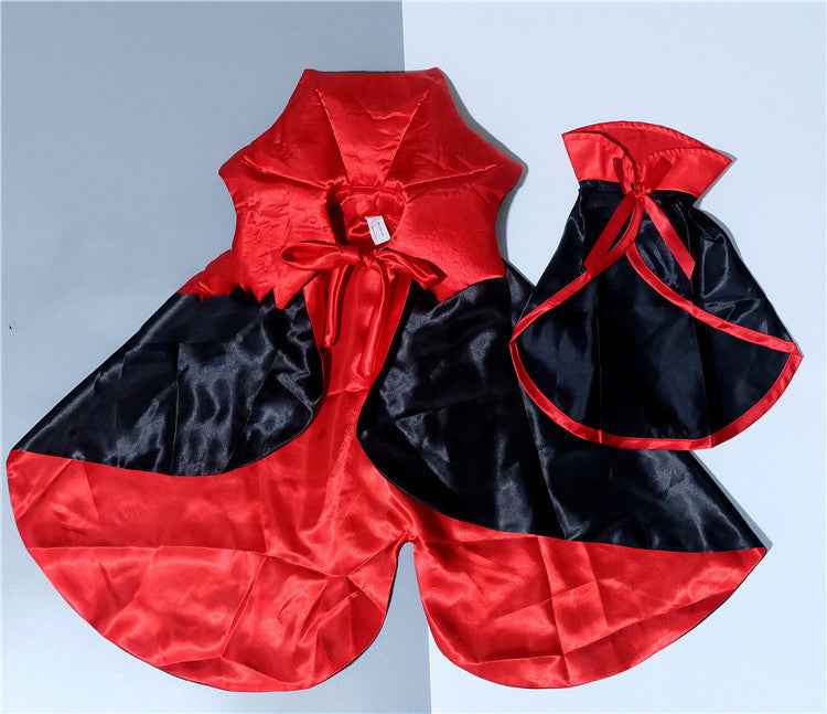 Costume d'Halloween pour chien et chat – Cape de roi vampire au motif noir effrayant