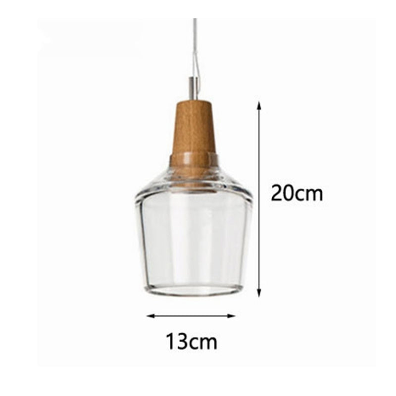 Modern Glass Pendant Light With Wood Accent