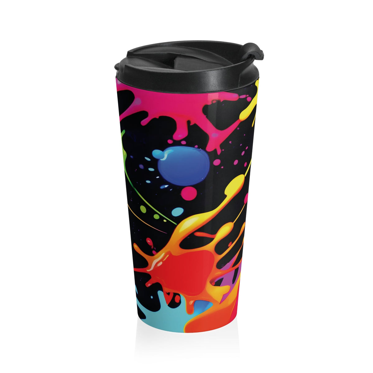 Mug de voyage en acier inoxydable éclat de peinture néon | Gobelet éclaboussures colorées