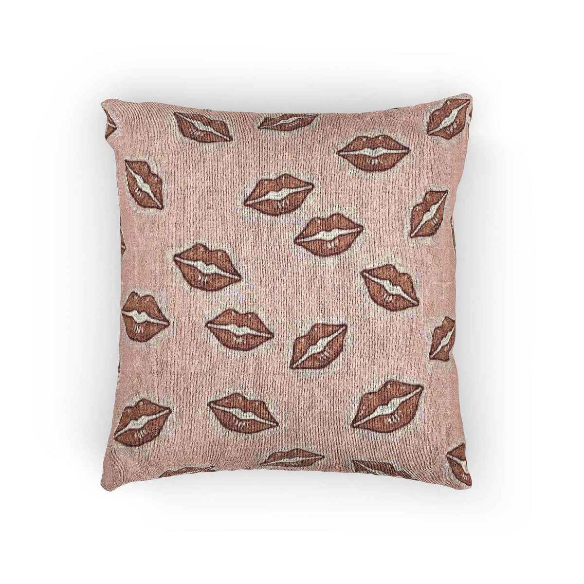 Coussin décoratif tissé motif bisou | Coussin décoratif imprimé lèvres