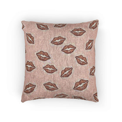 Coussin décoratif tissé motif bisou | Coussin décoratif imprimé lèvres