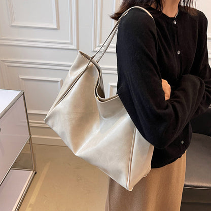 Vintage PU Leather Shoulder Bag for Women, Large Capacity Tote Handbag