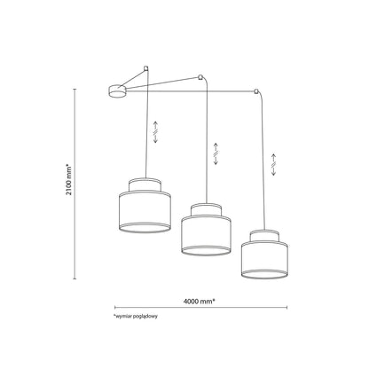 Suspension réglable 3 lumières en jute DUO pour table à manger et îlot de cuisine