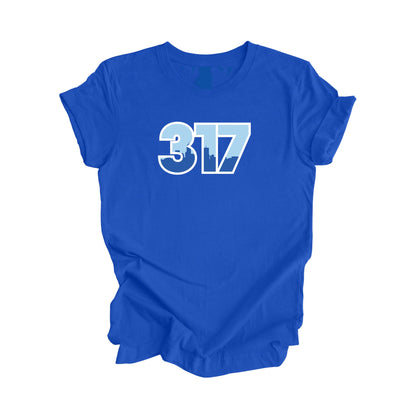 317 Indianapolis Indiana USA Area Code City Skyline Gift - Unisex T-Shirt - Inspired X