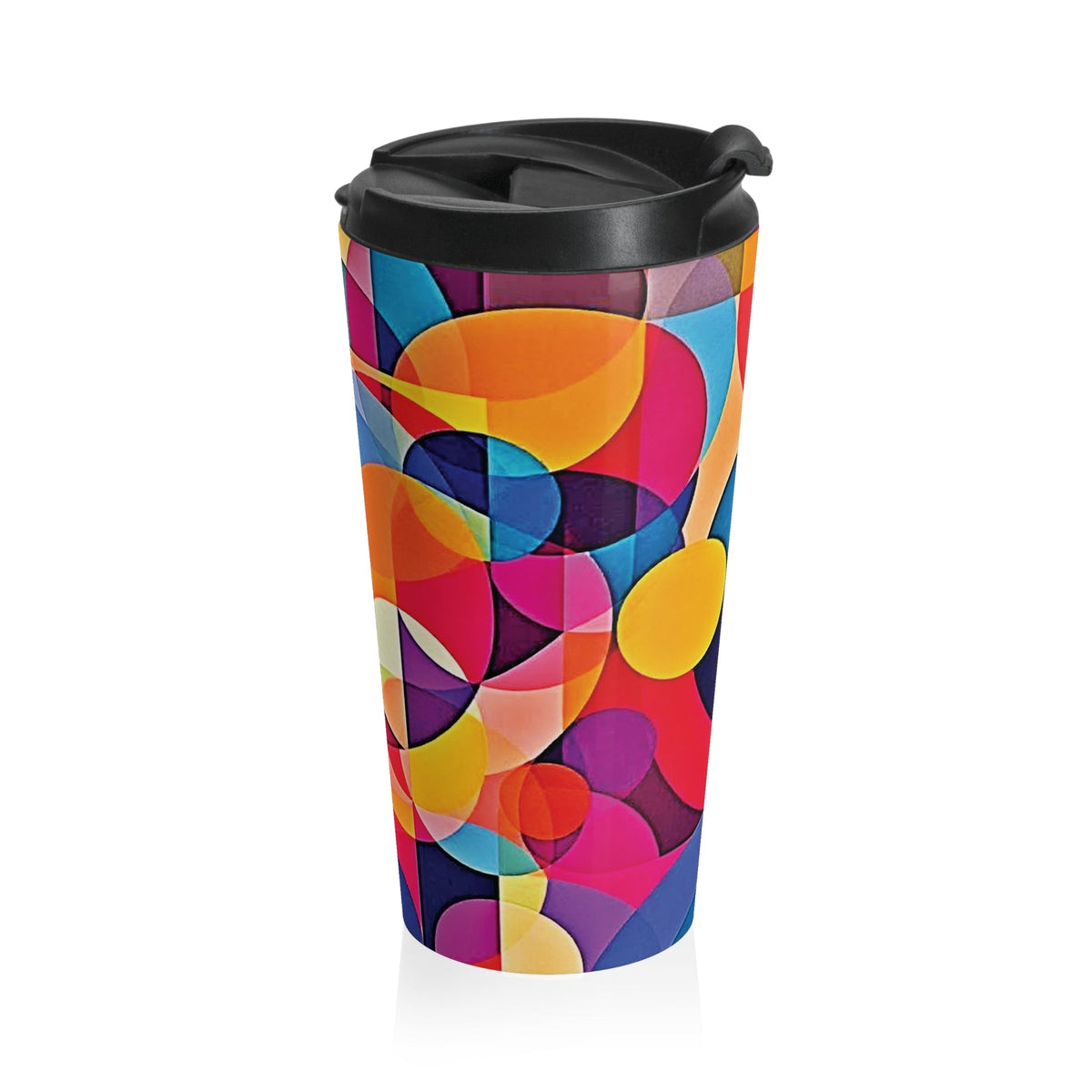 Mug de voyage géométrique coloré en acier inoxydable — Design d'art abstrait moderne