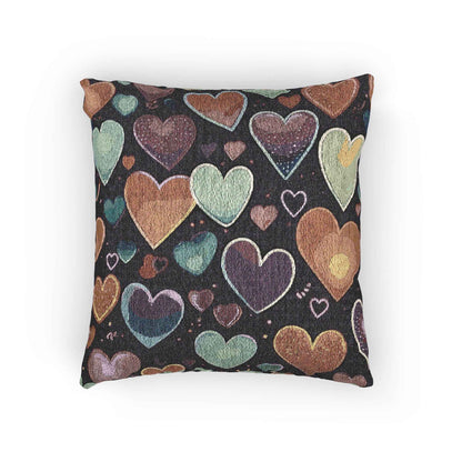 Oreiller tissé à motif de cœurs pastel | Coussin décoratif cœur, Décoration bohème