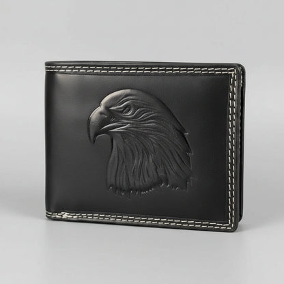 Portefeuille Bifold en cuir de vache pour homme avec aigle en relief