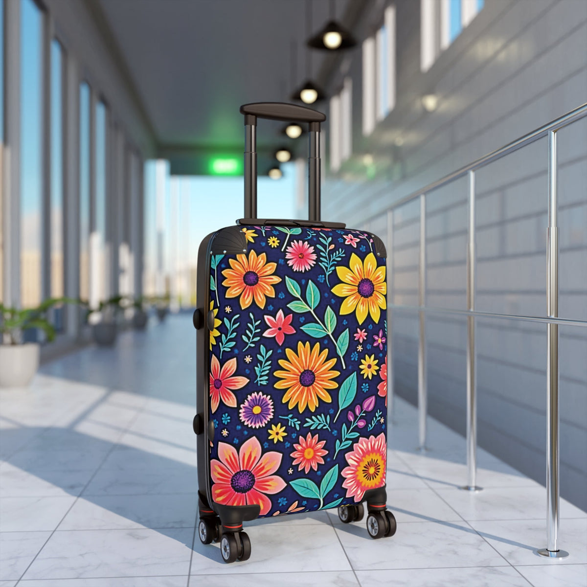 Valise cabine à motif floral — Bagage de voyage Marguerites lumineuses