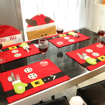 Christmas Table Mat - Holiday Placemat with Cutlery Holder