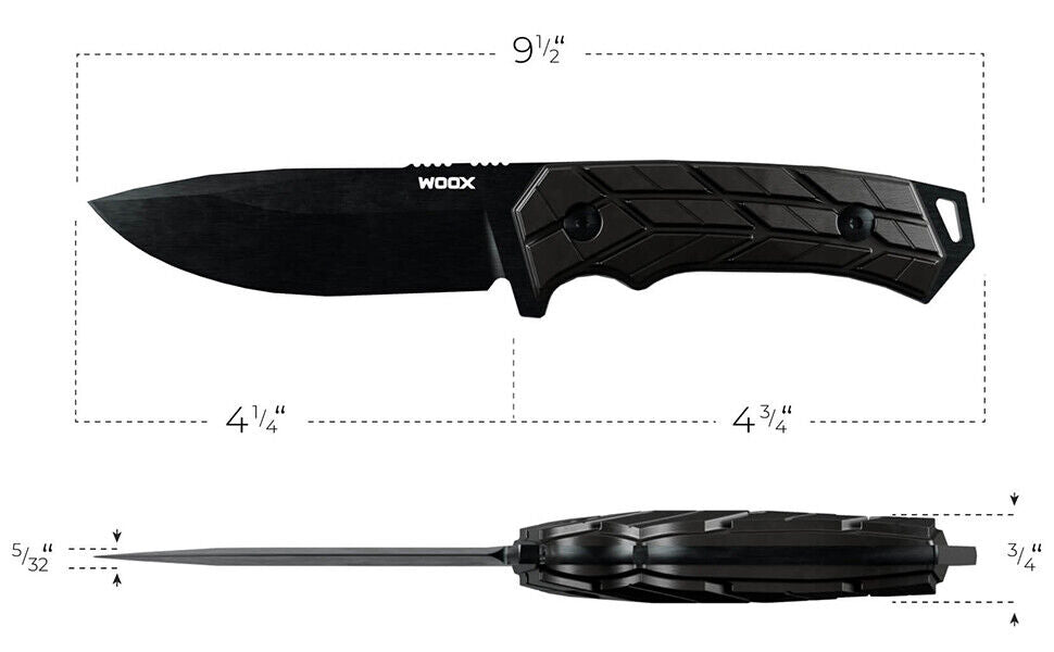 Couteau WOOX Rock 62 Mil-Spec, lame noire avec manche XGRIP