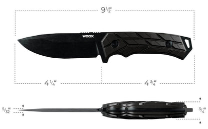 Couteau WOOX Rock 62 Mil-Spec, lame noire avec manche XGRIP