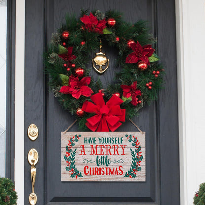 Merry Christmas Wooden Door Hanging Sign 11.8 × 7.1 in – Holiday Home & Office Decor (Canada Delivery Only)