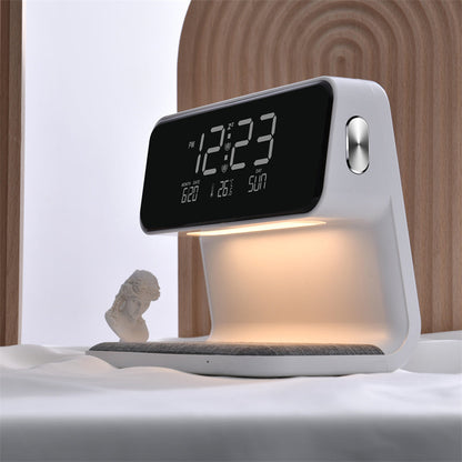 Lampe de Chevet Créative 3 en 1, Charge sans Fil, Écran LCD, Réveil, Chargeur de Téléphone sans Fil