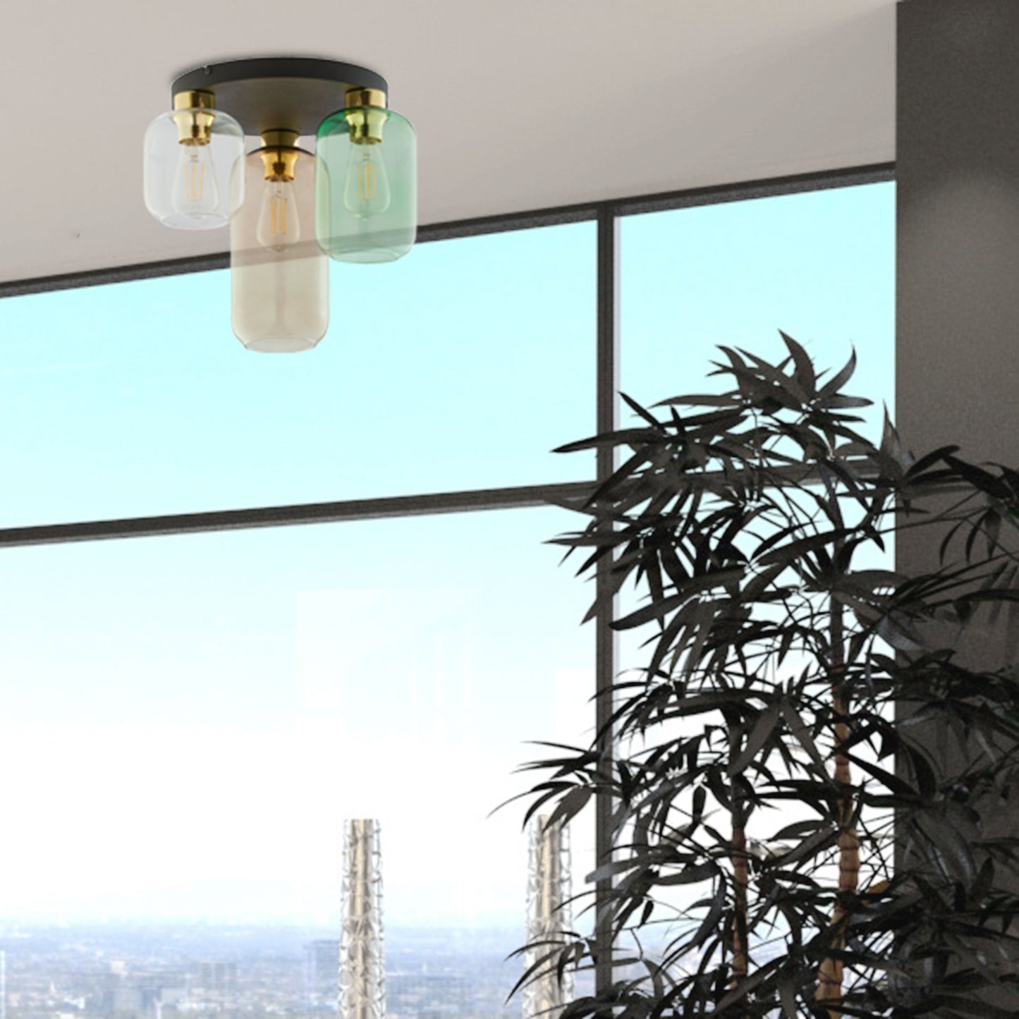 Plafonnier à 3 ampoules de style moderne du milieu du siècle MARCO pour salon, cuisine et salle à manger