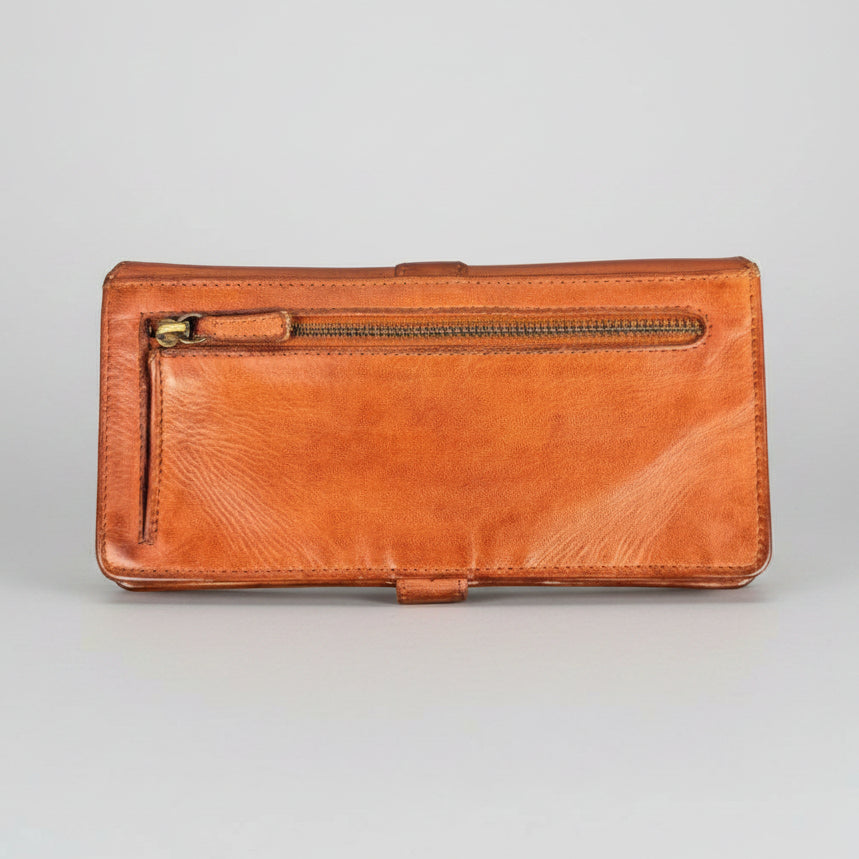 Portefeuille en cuir à bouton-pression MET pour femme