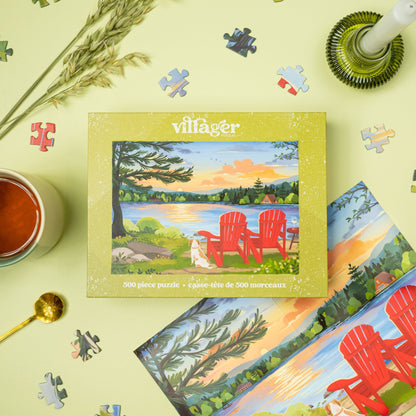 Pays des chalets | Puzzle de 500 pièces pour adultes | Conçu au Canada par Nicolle Lalonde