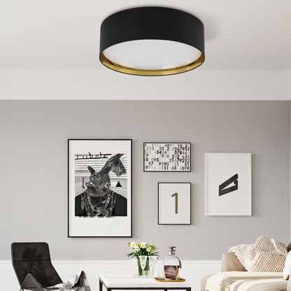 Plafonnier Bilbao doré en tissu pour chambre, couloir et salon