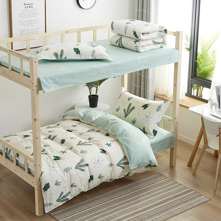 Parure de lit 3 pièces en coton à motif floral – Housse de couette et ensemble de draps à imprimé réactif motif dessin animé