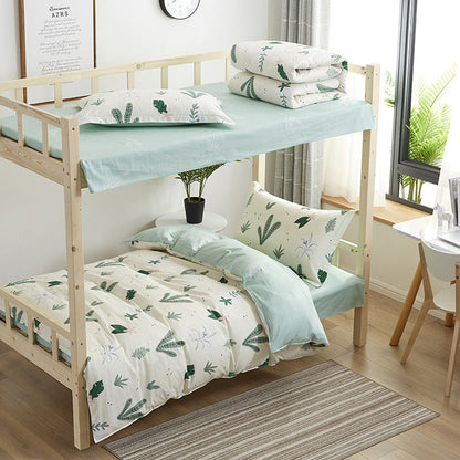 Parure de lit 3 pièces en coton à motif floral – Housse de couette et ensemble de draps à imprimé réactif motif dessin animé