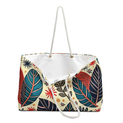 Sac de voyage Feuilles Tropicales Colorées | Grand Sac Fourre-tout Feuilles Florales pour Mamans Occupées