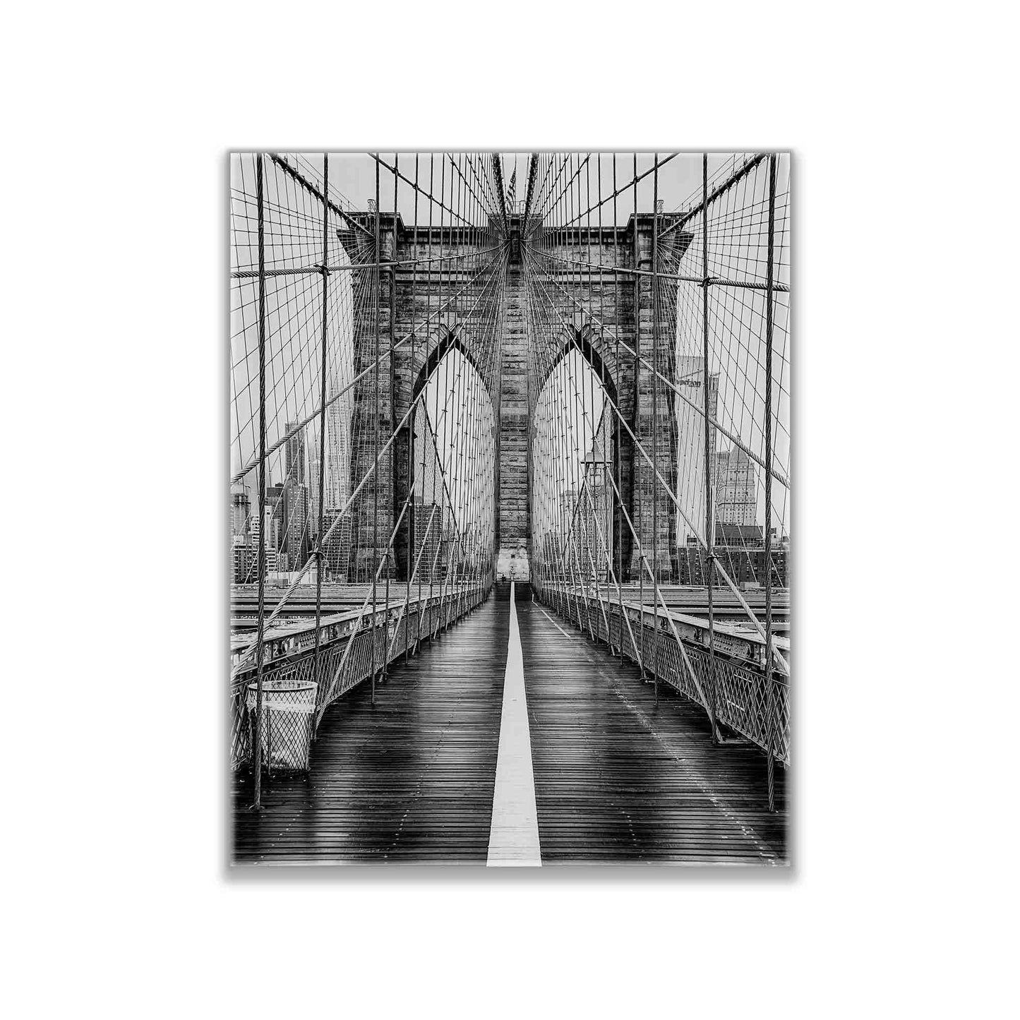 Pont de Brooklyn en noir et blanc - Art mural du Skyline