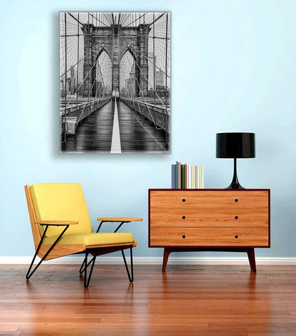 Pont de Brooklyn en noir et blanc - Art mural du Skyline