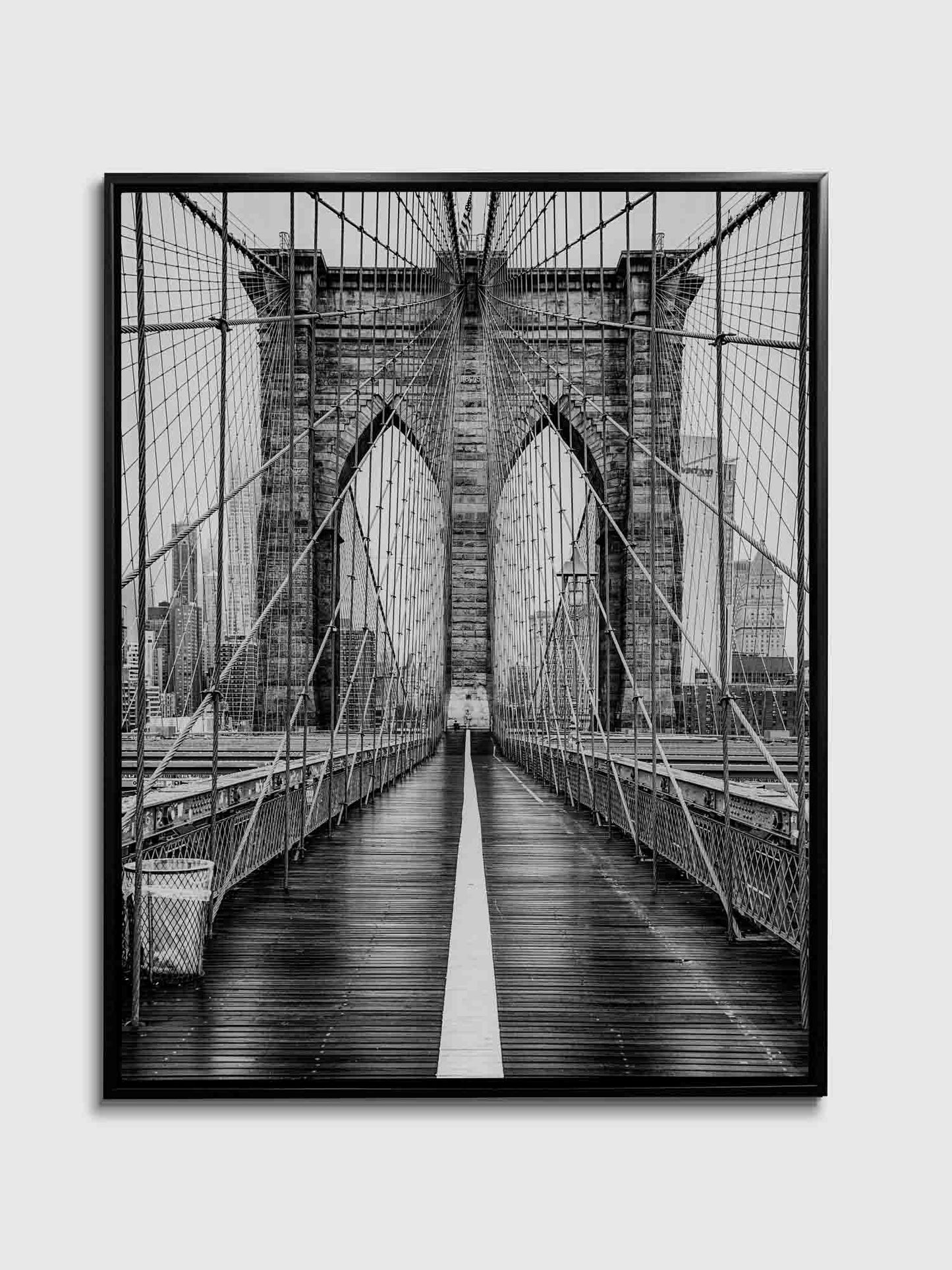 Pont de Brooklyn en noir et blanc - Art mural du Skyline