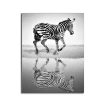 Toile Zèbre Noir et Blanc - Art mural animalier - Vernis argenté
