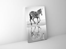 Toile Zèbre Noir et Blanc - Art mural animalier - Vernis argenté