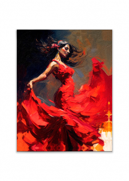 Décoration Murale-La robe rouge-Œuvre d'art. Vernis doré