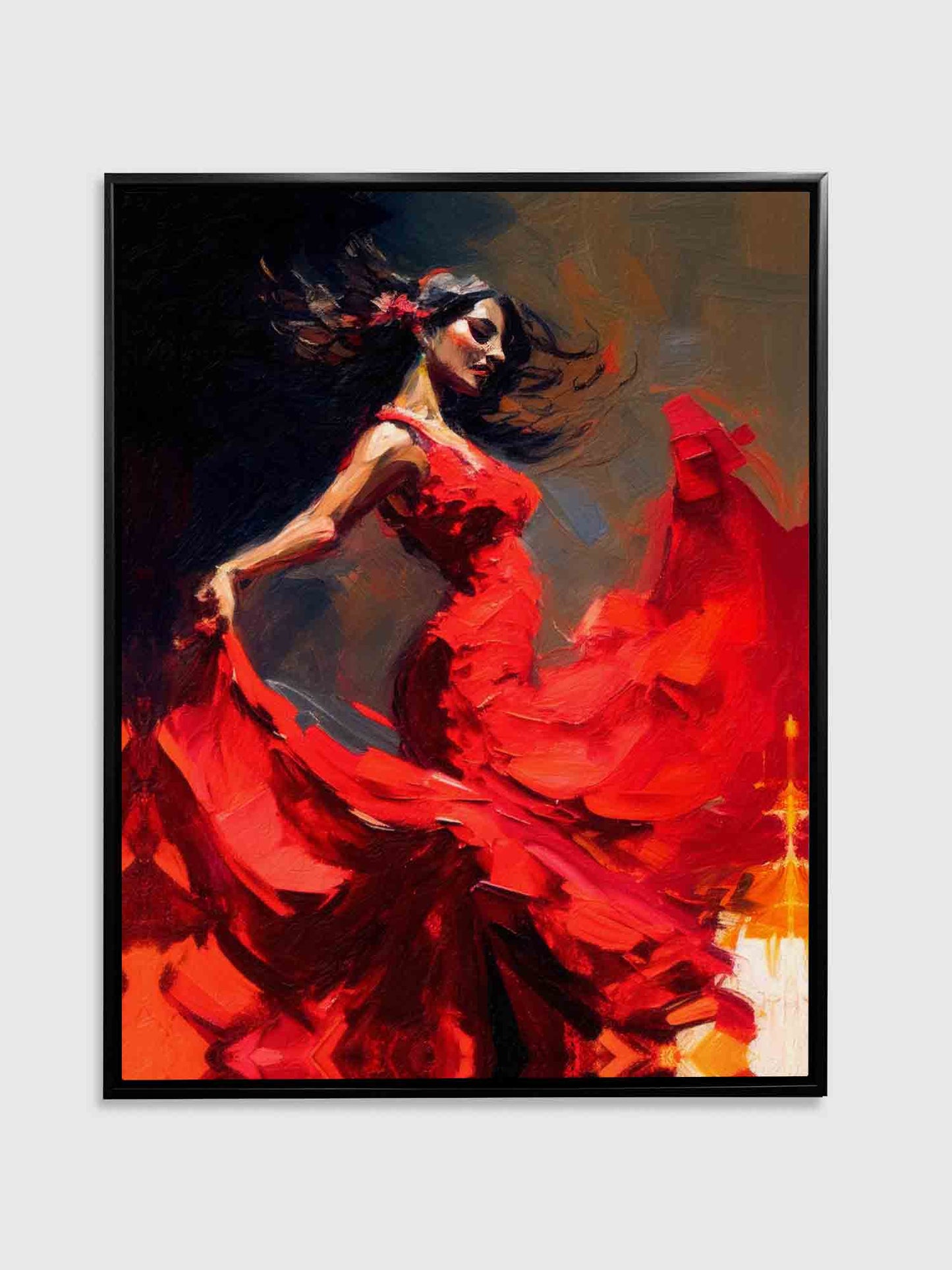 Décoration Murale-La robe rouge-Œuvre d'art. Vernis doré