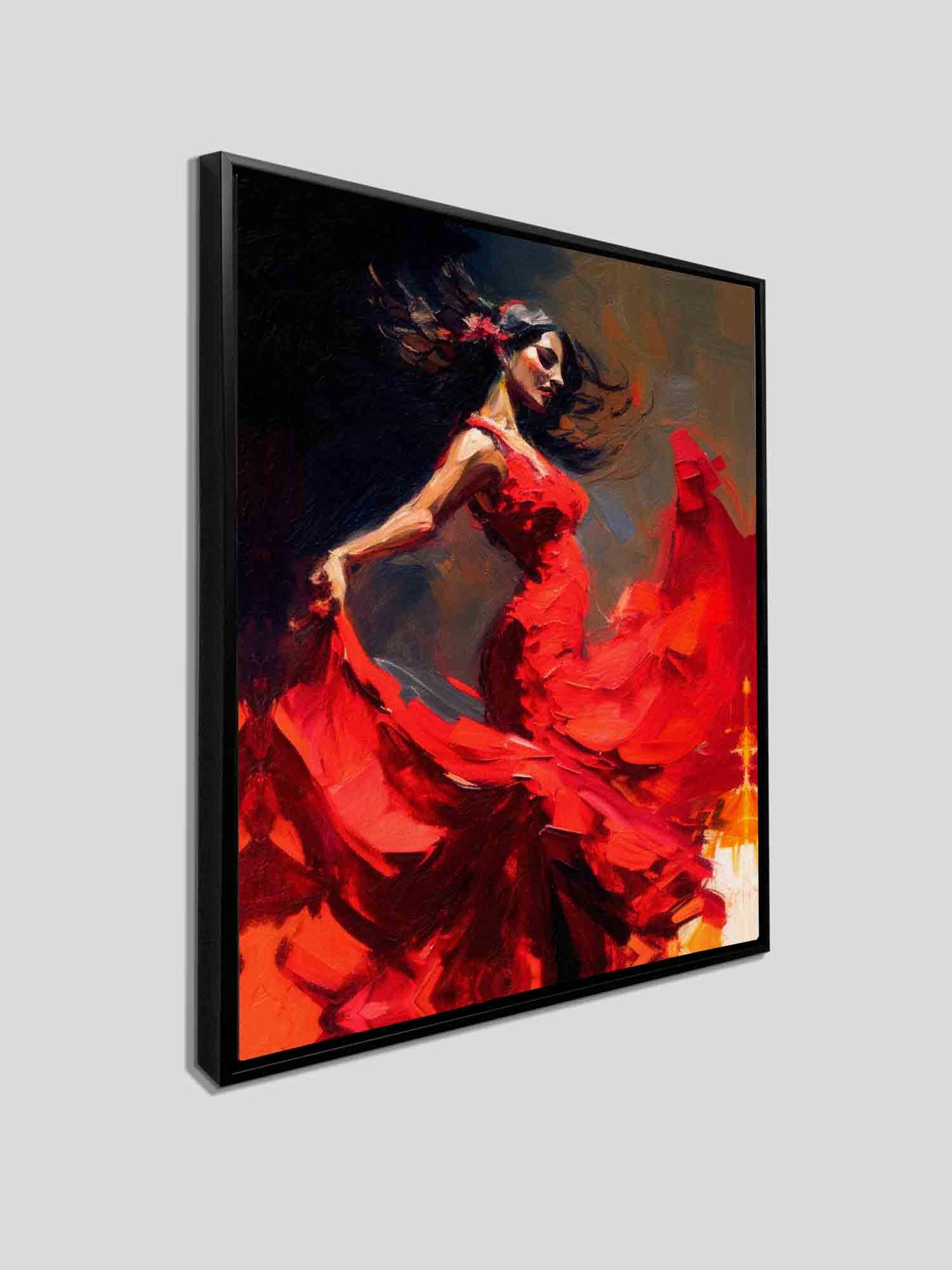 Décoration Murale-La robe rouge-Œuvre d'art. Vernis doré