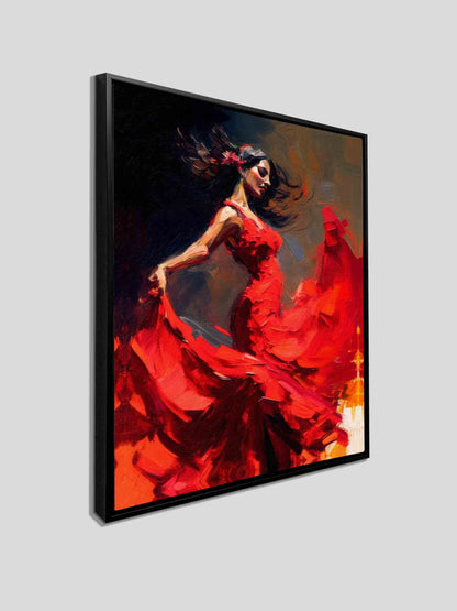 Décoration Murale-La robe rouge-Œuvre d'art. Vernis doré