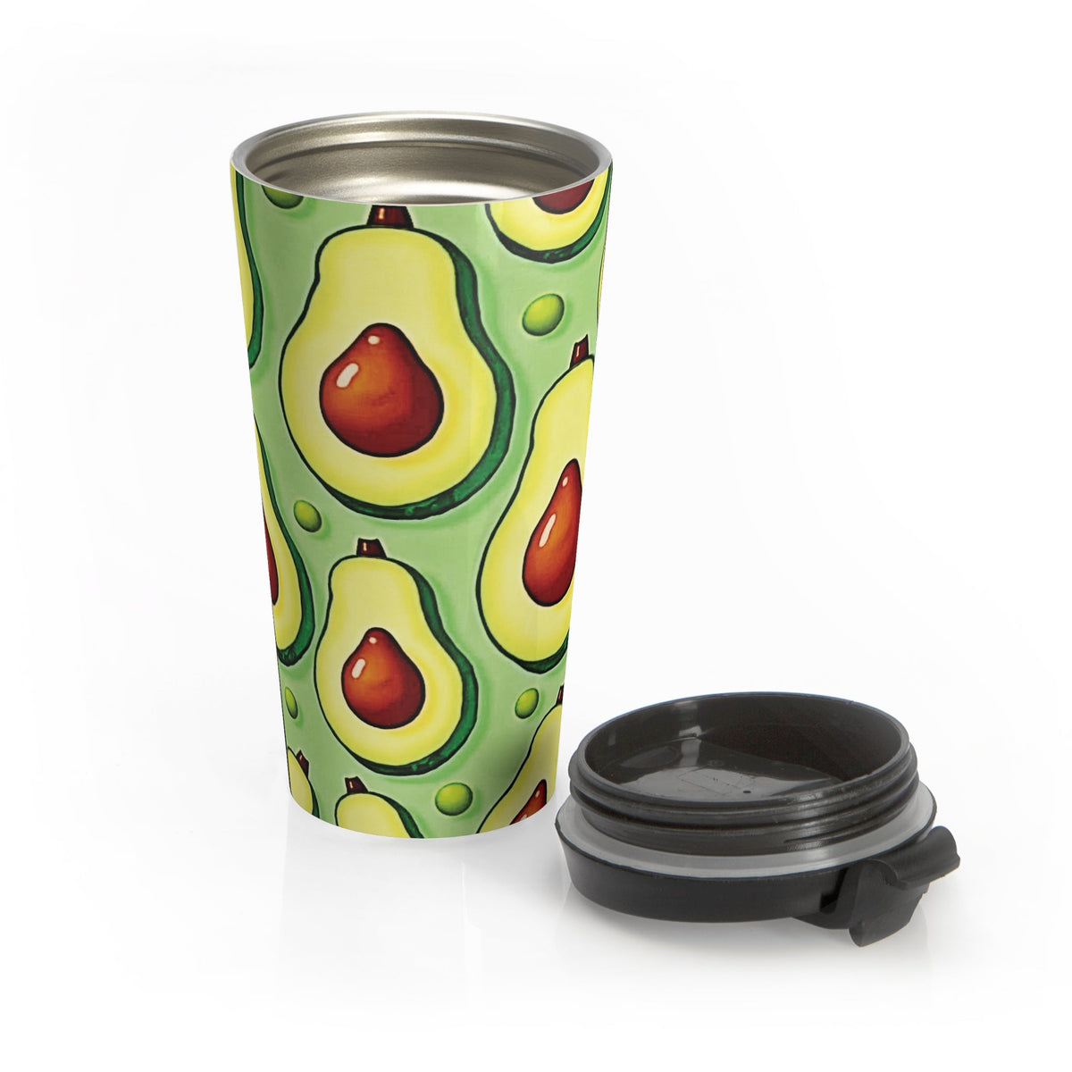 Mug de voyage isotherme en acier inoxydable motif avocat — Gobelet réutilisable pour café