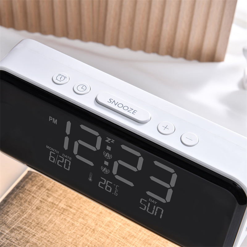 Lampe de Chevet Créative 3 en 1, Charge sans Fil, Écran LCD, Réveil, Chargeur de Téléphone sans Fil